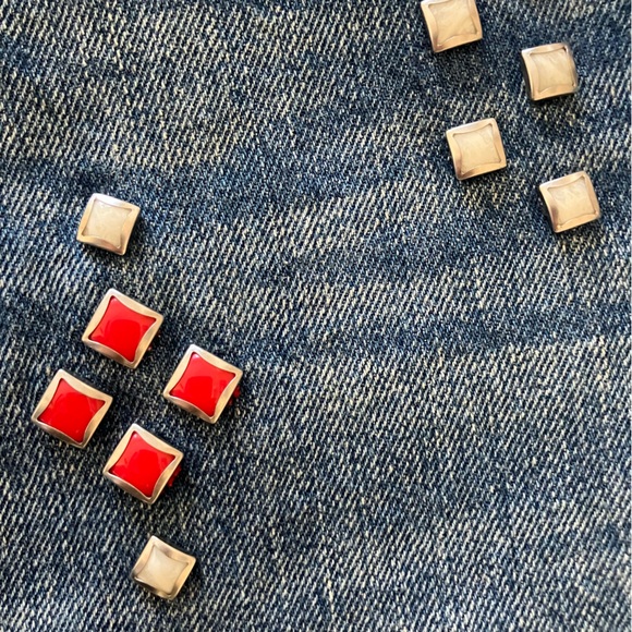 Levi’s 501, Rare Cream & Red Enamel Studded Straight Jeans - Picture 4 of 12